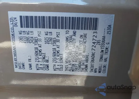 2024 Nissan Rogue Sv Fwd z USA, uszkodzony, nr VIN 5N1BT3BA0RC724723